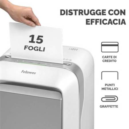 Distruggidocumenti LX-211 - a microframmenti - bianco - Fellowes