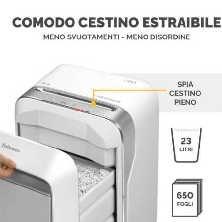 Distruggidocumenti LX-211 - a microframmenti - bianco - Fellowes