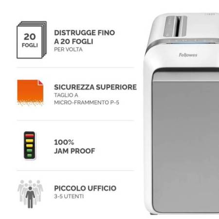 Distruggidocumenti LX-221 - a microframmenti - bianco - Fellowes
