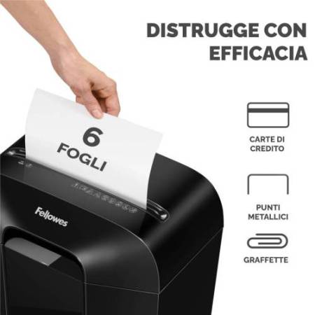 Distruggidocumenti LX-25 - a frammenti - nero - Fellowes