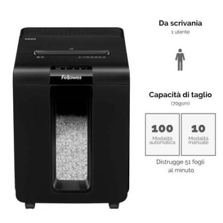 Distruggidocumenti automatico 100M - a mini frammenti - Fellowes