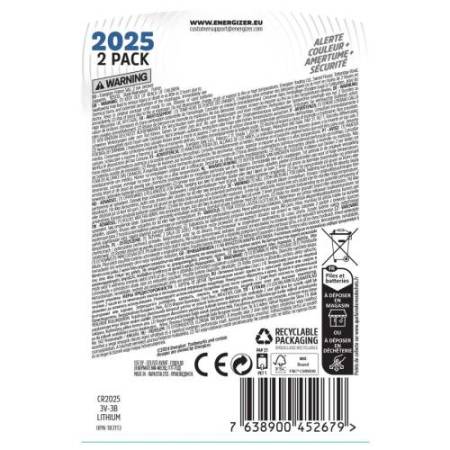 Micropila CR2025 - 3V - a pastiglia - Ultimate Lithium - Energizer - blister 2 pezzi