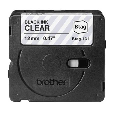 Brother - Nastro adesivo - Nero/Trasparente - 12mm x 4mt - BTAG131