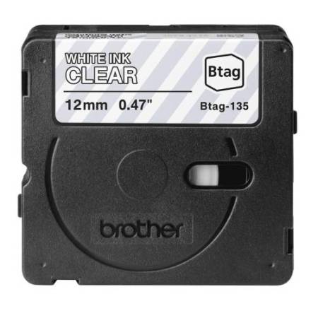 Brother - Nastro -  Bianco/Trasparente - BTAG135 - 12mm x 8mt