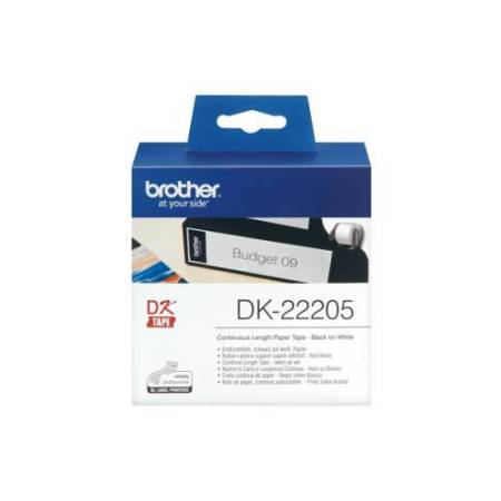 Brother - Rotolo etichetta continua - carta adesiva - Nero/Bianco - 62mm x 30,48mt - DK-22205