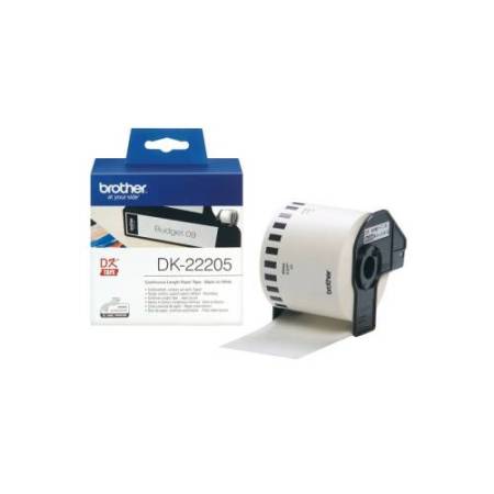 Brother - Rotolo etichetta continua - carta adesiva - Nero/Bianco - 62mm x 30,48mt - DK-22205