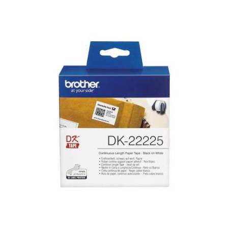 Brother - Rotolo etichetta continua - carta adesiva - Nero/Bianco - 38mm x 30,48mt - DK-22225
