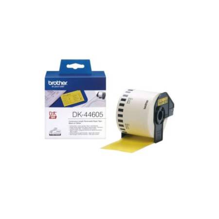 Brother - Rotolo etichetta continua - carta adesiva rimovibile - Nero/Giallo - 62mm x  30,48mt - DK-44605