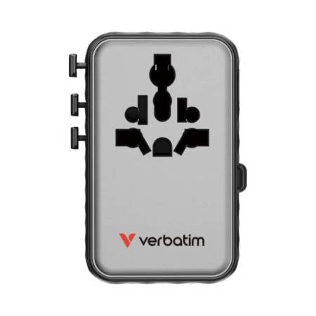 Adattatore - da viaggio universale - GaN III - con cavo USB-C retrattile - Nero - Verbatim