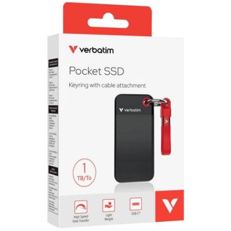 SSD Portatile Pocket USB 3.2 GEN 2 - 1 TB - Nero/Rosso -Verbatim - 32192