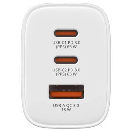 Caricabatterie - da muro - GaN - 65W - 2 porte - con cavo retrattile -Verbatim