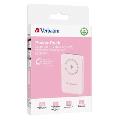 Verbatim - Power Bank Wireless -  5000 mAh - Rosa - 32243