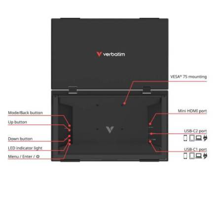 Monitor - portatile - 15.6"- dual LIGHT - Verbatim