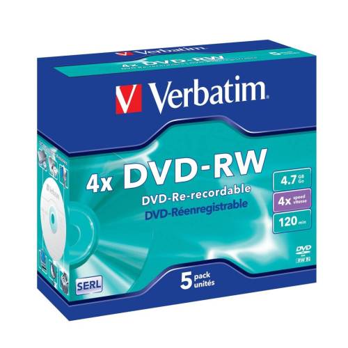 Verbatim - Scatola 5 DVD-RW - Jewel...