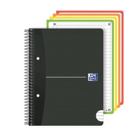 Maxiquaderno spiralato Office Essentials - A5+ - 1 rigo c/margine - 240 pagine - 80 gr - colori assortiti - Oxford