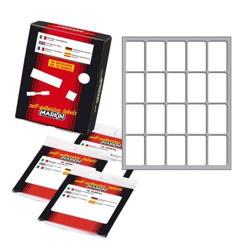 Etichette adesive - permanenti - 34 x 21 mm - 20 et/fg - 10 fogli - bianco- Markin