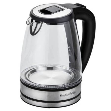Bollitore elettrico cordless - caraffa in vetro - 2200 W - nero - Melchioni family
