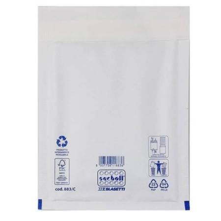 Busta imbottita Sacboll - C (17 x 27 cm) - carta - bianco - Blasetti - conf. 10 pezzi
