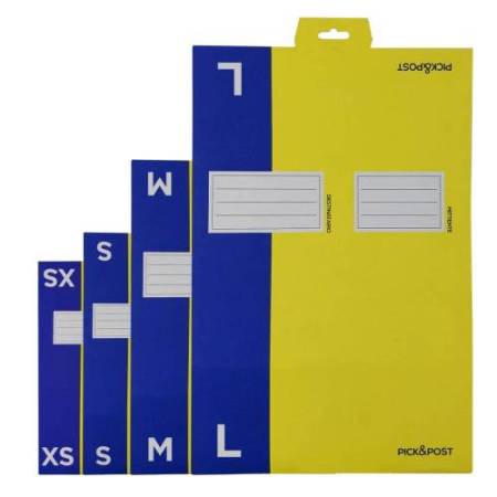 Scatola automontante per ecommerce PICK&Post - L - 40 x 27 x 17 cm - giallo/blu - Blasetti