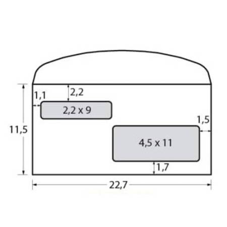 Busta doppia finestra - lembo gommato - 11,5 x 22,7 cm - 80 gr - bianco - Blasetti - conf. 500 pezzi