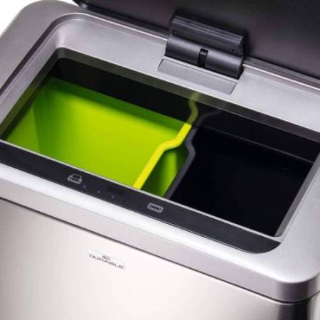 Cestino con sensore No TouchDuo - 2 x 20 L - 46,5 x 27 x 65 cm - acciao/PPL - argento metallizzato - Durable