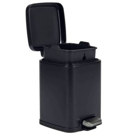 Bidone Pico - con pedale e vaschetta - 6 L - nero satinato - Perfetto