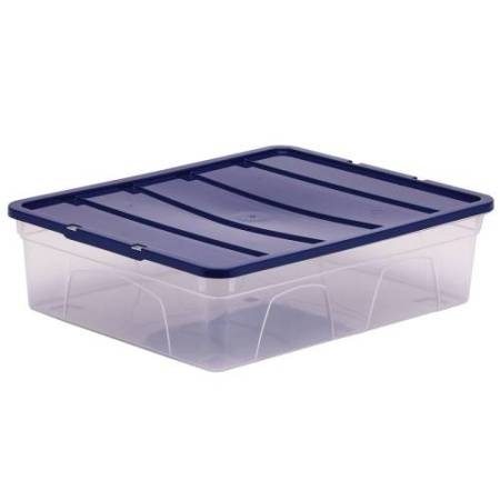 Contenitore multiuso Bankers Box - 32 x 40 x 11 cm - 12 L - PP - con coperchio blu - trasparente - Fellowes