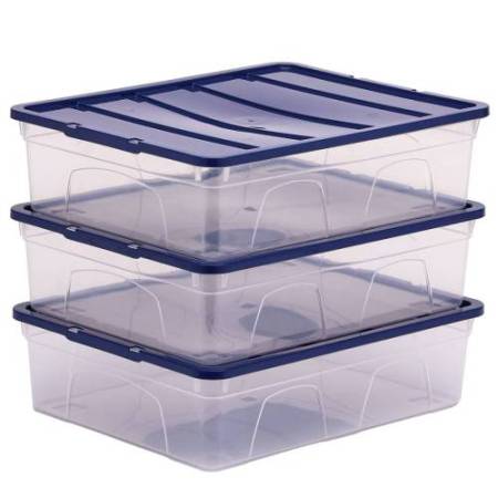 Contenitore multiuso Bankers Box - 32 x 40 x 11 cm - 12 L - PP - con coperchio blu - trasparente - Fellowes