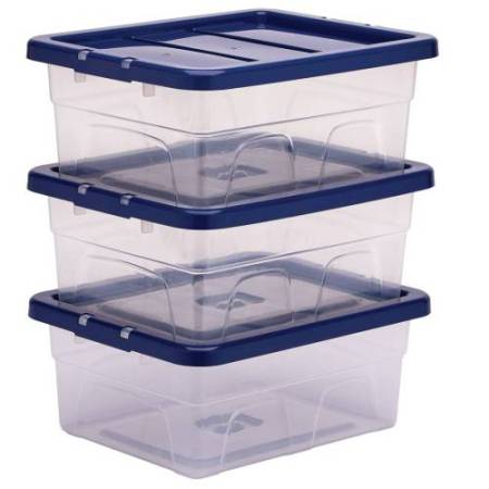 Contenitore multiuso Bankers Box - 32 x 40 x 17 cm - 15 L - PP - con coperchio blu - trasparente - Fellowes