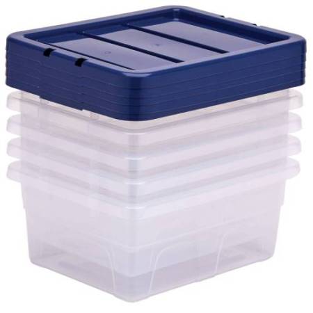 Contenitore multiuso Bankers Box - 32 x 40 x 17 cm - 15 L - PP - con coperchio blu - trasparente - Fellowes