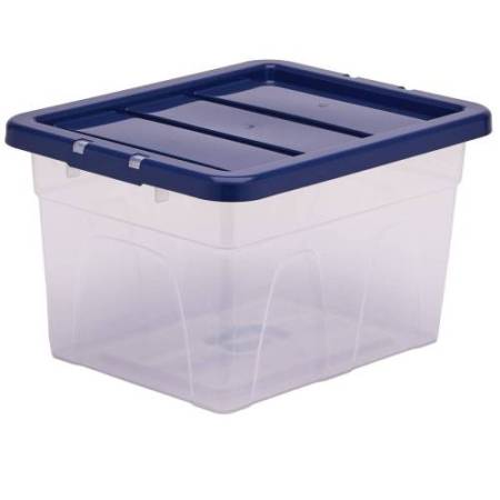 Contenitore multiuso Bankers Box - 37 x 40 x 24,5 cm - 22 L - PP - con coperchio blu - trasparente - Fellowes