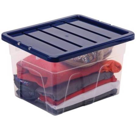 Contenitore multiuso Bankers Box - 37 x 40 x 24,5 cm - 22 L - PP - con coperchio blu - trasparente - Fellowes