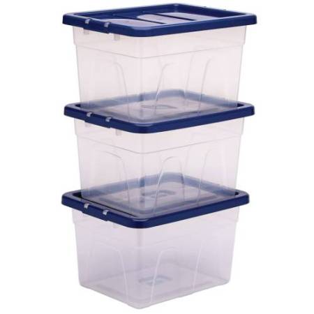 Contenitore multiuso Bankers Box - 37 x 40 x 24,5 cm - 22 L - PP - con coperchio blu - trasparente - Fellowes