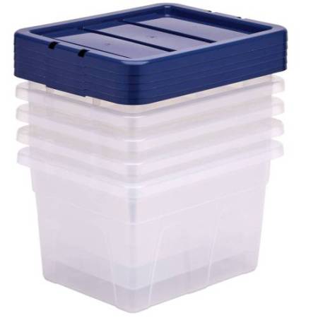 Contenitore multiuso Bankers Box - 37 x 40 x 24,5 cm - 22 L - PP - con coperchio blu - trasparente - Fellowes