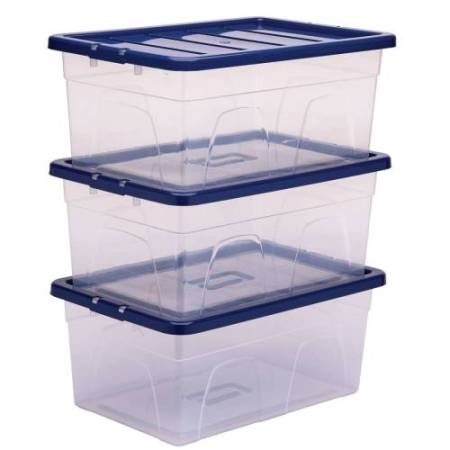Contenitore multiuso Bankers Box - 37 x 56 x 25 cm - 38 L - PP - con coperchio blu - trasparente - Fellowes