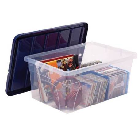 Contenitore multiuso Bankers Box - 37 x 56 x 25 cm - 38 L - PP - con coperchio blu - trasparente - Fellowes