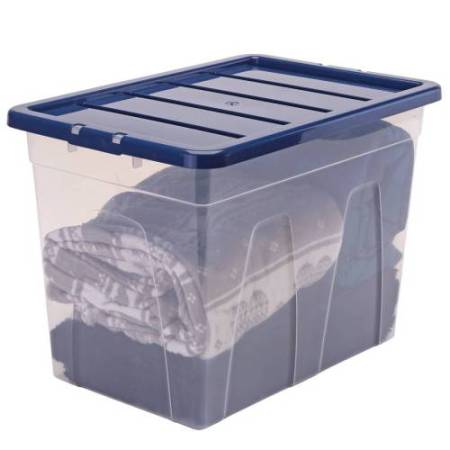 Contenitore multiuso Bankers Box - 38 x 56 x 41 cm - 64 L - PP - con coperchio blu - trasparente - Fellowes
