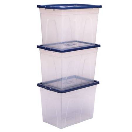 Contenitore multiuso Bankers Box - 38 x 56 x 41 cm - 64 L - PP - con coperchio blu - trasparente - Fellowes