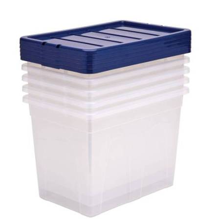 Contenitore multiuso Bankers Box - 38 x 56 x 41 cm - 64 L - PP - con coperchio blu - trasparente - Fellowes
