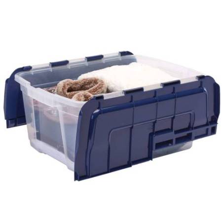 Contenitore multiuso Bankers Box - 43 x 59 x 28 cm - 45 L - PP - con coperchio a cerniera blu - trasparente - Fellowes
