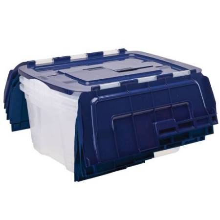 Contenitore multiuso Bankers Box - 43 x 59 x 28 cm - 45 L - PP - con coperchio a cerniera blu - trasparente - Fellowes