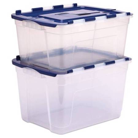 Contenitore multiuso Bankers Box - 43 x 59 x 35 cm - 55 L - PP - con coperchio a cerniera blu - trasparente - Fellowes