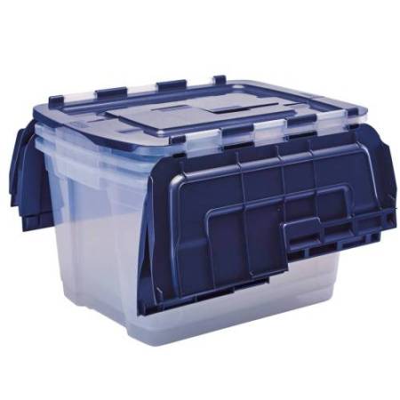 Contenitore multiuso Bankers Box - 43 x 59 x 35 cm - 55 L - PP - con coperchio a cerniera blu - trasparente - Fellowes