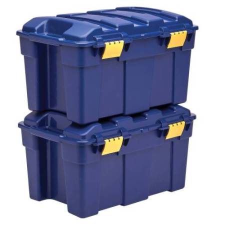 Baule multiuso Bankers Box - 39 x 59 x 33 cm - 40 L - PP - con coperchio - blu/giallo - Fellowes
