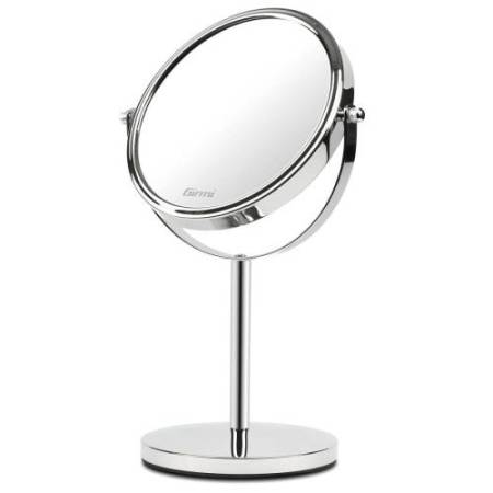 Specchio per trucco - con ingrandimento x3 - diametro specchio 15,5 cm - altezza 32 cm - grigio - Girmi