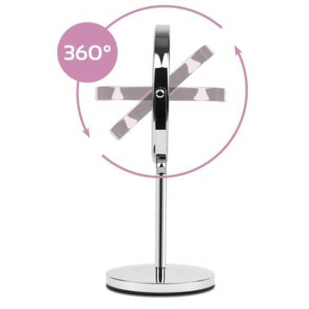 Specchio per trucco - con ingrandimento x3 - diametro specchio 15,5 cm - altezza 32 cm - grigio - Girmi