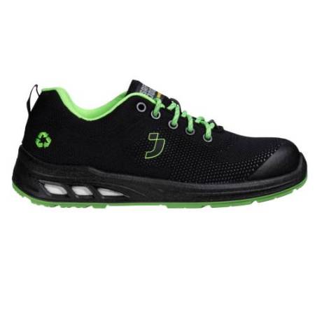 Calzatura bassa da lavoro Ecofitz S1P LOW - numero 44 - maglia riciclata - nero/verde - Safety Jogger