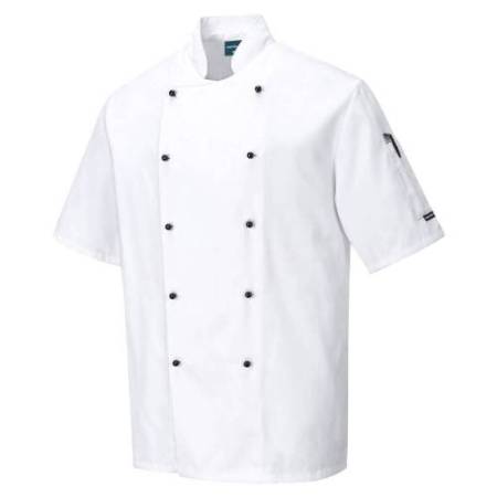 Giacca cuoco Kent - maniche corte - taglia M - bianco - Portwest