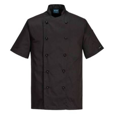 Giacca cuoco Kent - maniche corte - taglia M - nero - Portwest