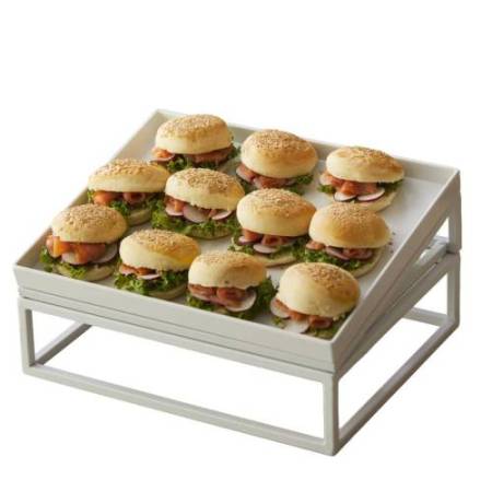 Supporto per vassoio - inclinato - bianco - 32,5 x 26,5 x 7cm - metallo - Leone